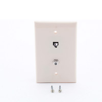 New Leviton Light Almond LARGE Midway Phone Jack Wall Plate 4-Wire Modular Telephone 40539-CMT