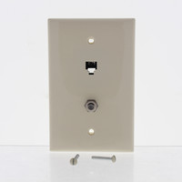 New Leviton Light Almond LARGE Midway Phone Jack Wall Plate 4-Wire Modular Telephone 40539-CMT