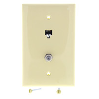 New Leviton Ivory LARGE Midway Phone Jack Wall Plate 4-Wire Modular Telephone 40539-CMI