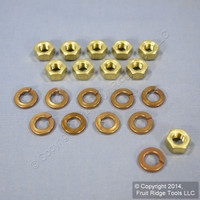 10 Leviton 5/16-18 Brass Hex Nut and 5/16 Copper Lockwasher for 15 Series Threaded Stud Panel Receptacle A0008