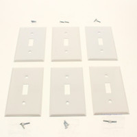 6 Pack Amerelle Smooth White Steel Single Gang Toggle Switch Wallplates C970TWVP