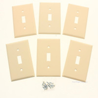 6 New Amerelle Smooth Ivory Steel Single Gang Toggle Switch Wallplates C971TIVP