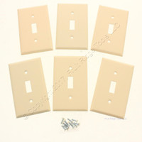 6 New Amerelle Smooth Ivory Steel Single Gang Toggle Switch Wallplates C971TIVP