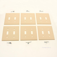 6 Amerelle Ivory Steel Standard 2-Gang Combo Toggle Switch Wallplates C971TRIVVP