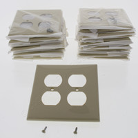 25 Leviton Ivory UNBREAKABLE Receptacle Wallplate 2-Gang Duplex Outlet Covers PJ82-I