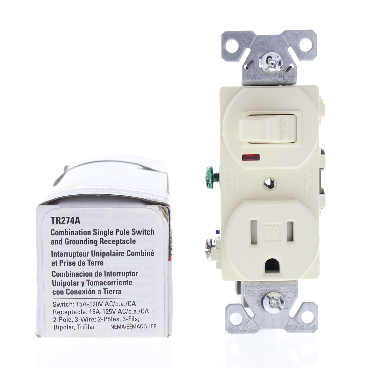 🏠 🔌 Cooper Almond Tamper Resistant Toggle Light Switch Outlet Receptacle  15A TR274A - In Stock - Fruit Ridge Tools