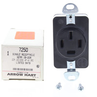 New Arrow Hart Black Single Receptacle NEMA 18-20R 20A 120/208V 4P4W B&S 7250