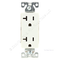Eaton White COMMERCIAL Grade Decorator Receptacle Duplex Outlet NEMA 5-20R 20A Back & Side Wired 6352WM