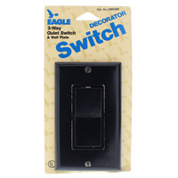 New Eagle Black Three Way Quite Rocker Wall Light Switch and Wall Plate C6653BK