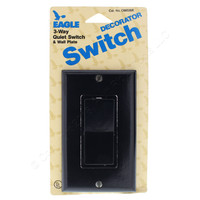 New Eagle Black Three Way Quite Rocker Wall Light Switch and Wall Plate C6653BK