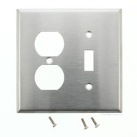 New Eagle MAGNETIC Stainless Steel Mid-Size 2-Gang Switch Wallplate Outlet Cover 97932
