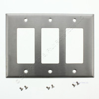 New Eagle MAGNETIC Mid-Size Stainless Steel 3-Gang Decorator Wallplate Cover GFCI 93936