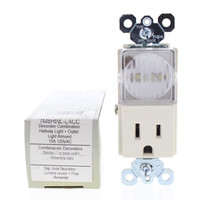 Pass and Seymour Light Almond TAMPER RESISTANT Decorator Receptacle Outlet with LED Guide Light TM8HWL-LACC