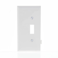 Cooper White Thermoplastic Toggle Midsize Single Gang Snap Together END Sectional Wallplate Cover STE1W