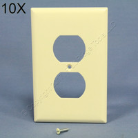 10 Cooper Almond Mid-Size 1-Gang Unbreakable Receptacle Wallplate Outlet Nylon Covers PJ8A