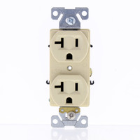 Cooper Ivory Specification Grade Duplex Receptacle NO GUARD Straight Blade NEMA 5-20R 20A 125V Bulk 5352V
