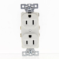 Arrow Hart White COMMERCIAL Grade Straight Blade Outlet Duplex Power Receptacle NEMA 5-15R 15A CR15W