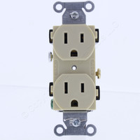 Hubbell Ivory COMMERCIAL Grade Smooth Face Duplex Receptacle Outlet Straight Blade NEMA 5-15R 15A 125V 2P3W Bulk CR15I