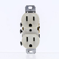 Leviton Light Almond Duplex Receptacle Outlet No Plaster Ears Straight Blade 15A NEMA 5-15R 2P3W Grounding Bulk 5320-T
