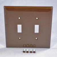 Cooper Brown 2G Mid-Size UNBREAKABLE Toggle Switch Nylon Cover Wallplate PJ2B