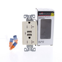 Cooper Almond Tamper Resistant Combination Duplex Receptacle Outlet USB Charger NEMA 5-20R 20A 125V TR7746A