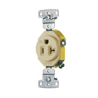Hubbell Ivory Tamper Resistant Single Outlet Receptacle NEMA 5-20R 20A RR201ITR