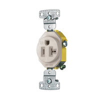 Hubbell Lt Almond Tamper Resistant Single Outlet Receptacle 5-20R 20A RR201LATR
