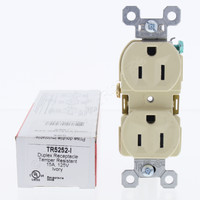 Pass and Seymour Ivory Tamper Resistant High Impact Resistant Duplex Receptacle Outlet NEMA 5-15R 15A 125V 2P3W TR5252-I