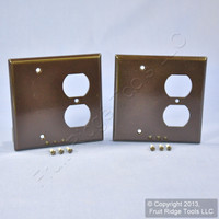 2 Leviton Brown EXTRA DEEP Combination Duplex Receptacle Outlet Cover and Blank Wall Plates 85308