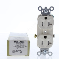Pass & Seymour Light Almond Straight Blade TAMPER RESISTANT Duplex Outlet Receptacle NEMA 5-20R 20A 125V TR20-LACC8