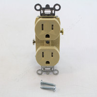 P&S Ivory Tamper Resistant Straight Blade Commercial Grade Duplex Outlet Receptacle 5-15R 15A 125VAC 2P3W TR15-I