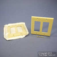 2 Leviton Ivory Decora 2-Gang Unbreakable Wallplates GFCI GFI Covers 80409-NI