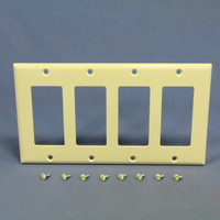 Cooper Almond Standard Decorator 4-Gang Thermoset Wallplate GFCI GFI Cover 2164A