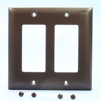 P&S Brown Trademaster 2-Gang Decorator Unbreakable Nylon Wallplate Cover TP262