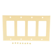 Cooper Ivory Standard Decorator 4-Gang Thermoset Wallplate GFCI GFI Cover 2164V