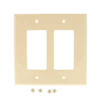 Leviton Ivory 2-Gang Decora UNBREAKABLE MIDWAY Wallplate Thermoplastic GFI GFCI Cover PJ262-I
