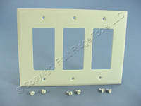 Cooper Almond 3-Gang Decorator UNBREAKABLE Mid-Size Wallplate GFI GFI Cover PJ263A