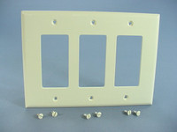 Cooper Almond 3-Gang Decorator UNBREAKABLE Mid-Size Wallplate GFI GFI Cover PJ263A