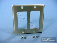 New Leviton 2-Gang ALUMINUM Brushed Satin Decora Wallplate Cover GFCI GFI 83409