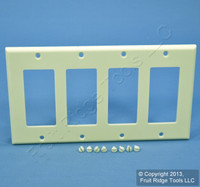 Leviton Almond Decora 4Gang Standard Size Flush Wallplate GFCI GFI Cover 80412-A