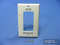 Leviton Ivory Unbreakable Decora "GFCI PROTECTED" Wallplate GFI Cover 80401-GFI