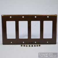 New Leviton Brown Decora 4-Gang Wallplate GFCI GFI Thermoset Plastic Cover 80412