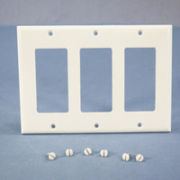 Cooper White Standard Decorator 3-Gang Thermoset Wallplate GFCI GFI Cover 2163W