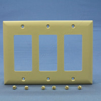 Pass and Seymour Ivory Trademaster® 3-Gang Decorator Unbreakable Nylon Wallplate Cover TP263-I