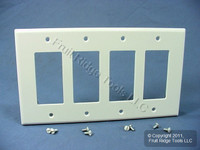 New Leviton White Midway Decora GFCI GFI 4-Gang Wallplate Plastic Cover 80612-W