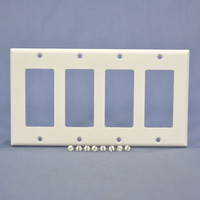 Cooper White Standard Decorator 4-Gang Thermoset Wallplate GFCI GFI Cover 2164W