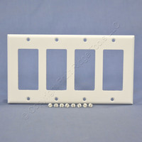 Cooper White Standard Decorator 4-Gang Thermoset Wallplate GFCI GFI Cover 2164W