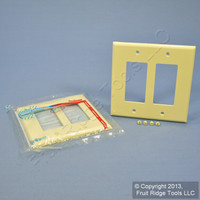 2 Leviton Ivory 2-Gang Decora UNBREAKABLE MIDWAY Wallplate Thermoplastic GFI GFCI Covers PJ262-I