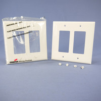 2 Cooper White 2-Gang Decorator UNBREAKABLE Mid-Size Wallplate GFI GFI Covers PJ262W