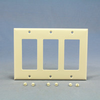 Cooper Light Almond Decorator 3-Gang Thermoset Wallplate GFCI GFI Cover 2163LA